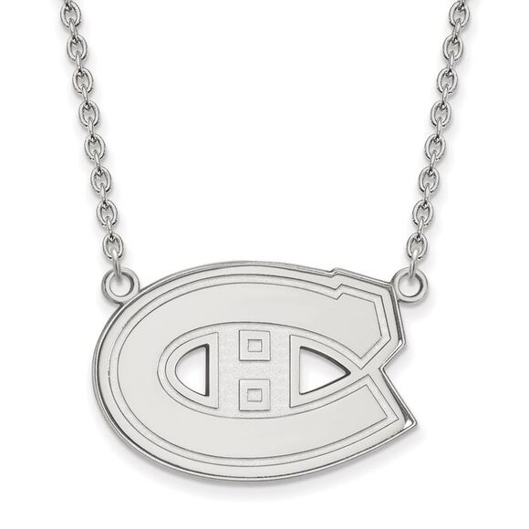 14k White Gold NHL Montreal Canadiens Large Necklace 18 Inch